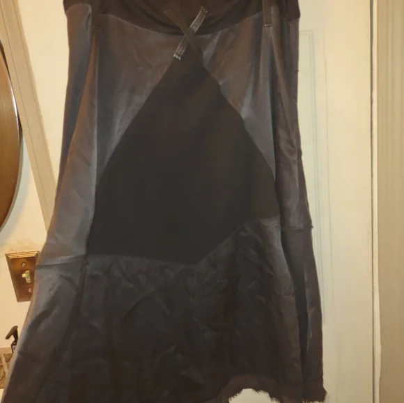 GO By Go Silk Skirt 100% Silk Asymmetrical Hem Midi in Off Black SZ M New $298